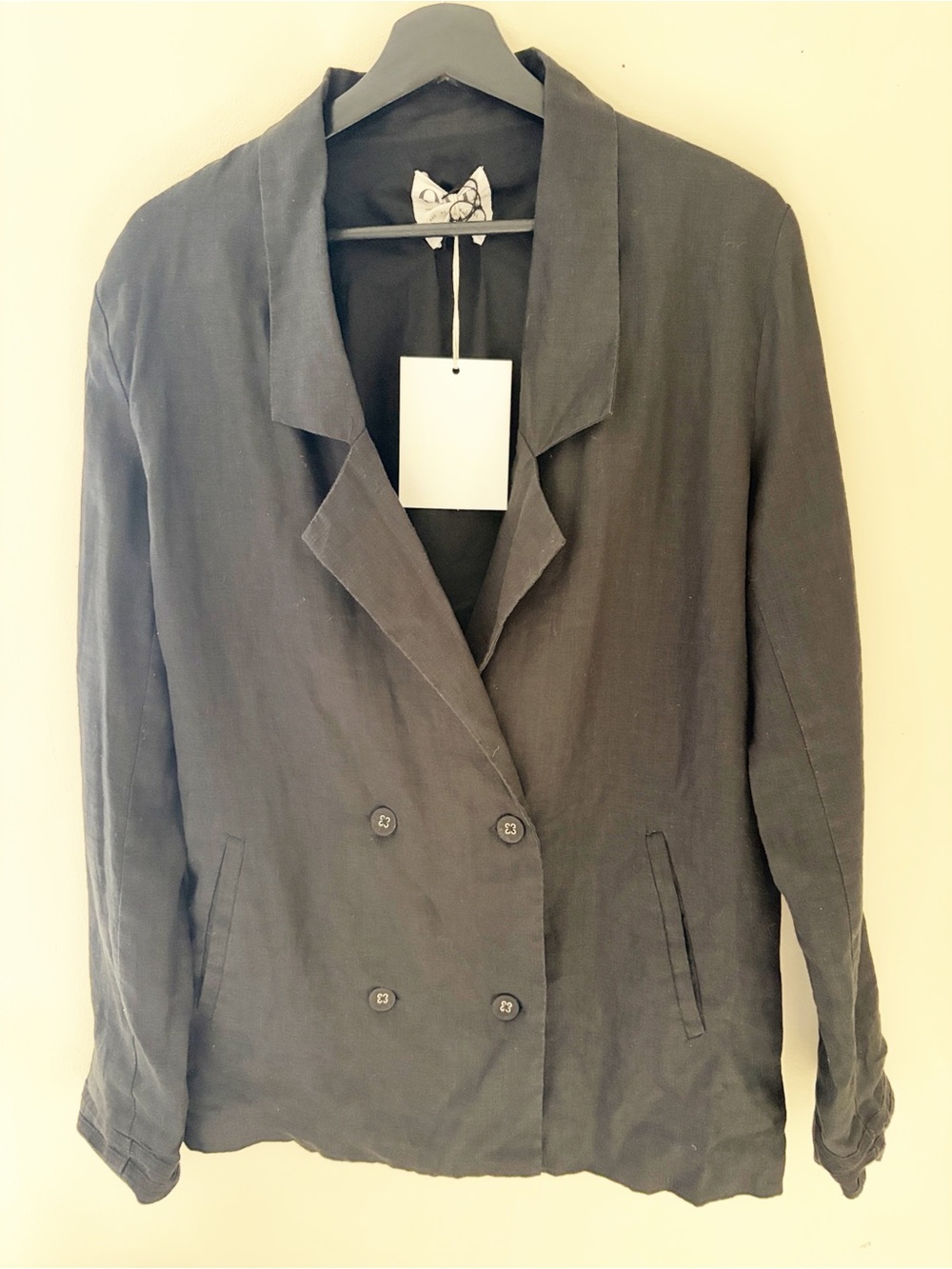 One teaspoon Linen Black Double-Breasted Lightweight Blazer Jacket